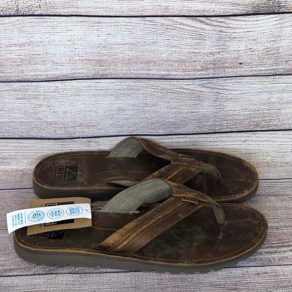 Reef Mens Sandal Voyage Lux Premium Real Leather Flip Flops - Picture 2 of 7